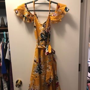 High low, cold shoulder dress